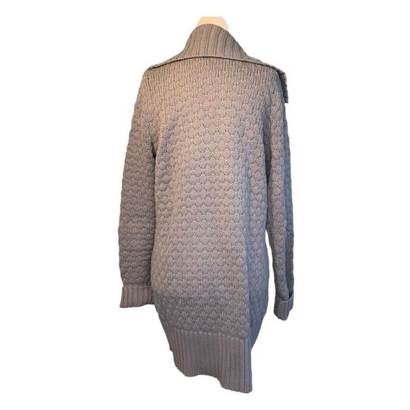 Calvin Klein Chunky Knit Cardigan Sweater Gray Cotton Zip Front Soft M - Picture 4 of 9